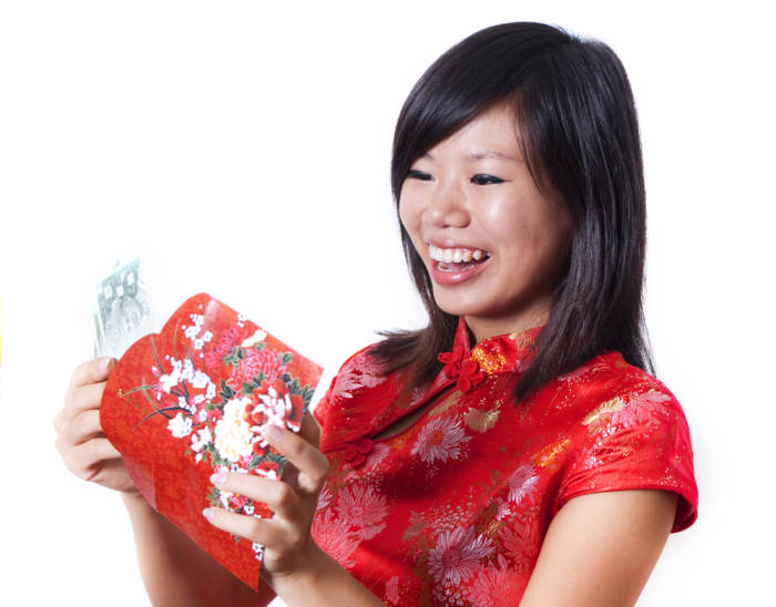 Chinese woman with a gift