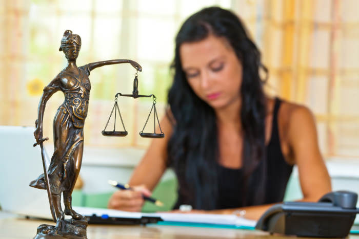 Woman in law school studying