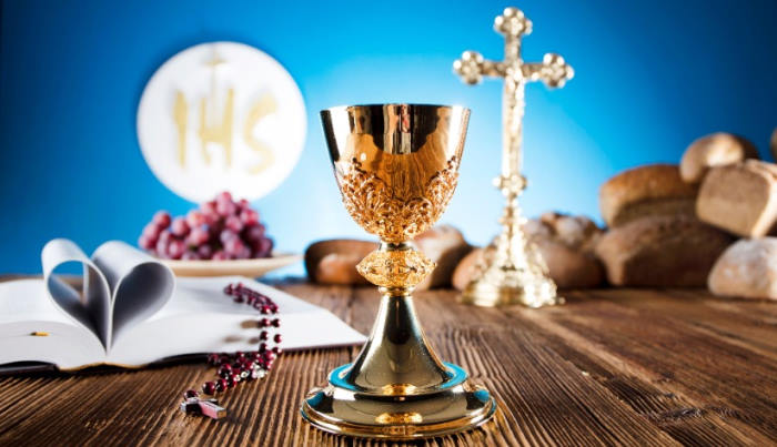 Catholic cup and bread for confirmation