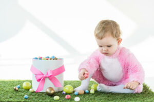 baby with easter basket